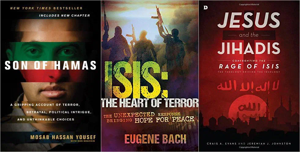 Обложки книг «Son of Hamas», «ISIS: The Heart of Terror» и «Jesus and the Jihadis»